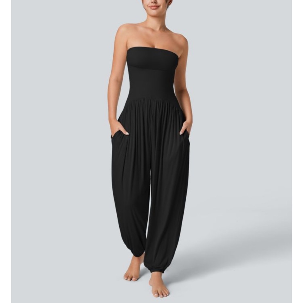 NWT Tube Top Style Side Pocket Jumpsuit HALARA SIZE S. Haram style. Stretchy! - Picture 2 of 9